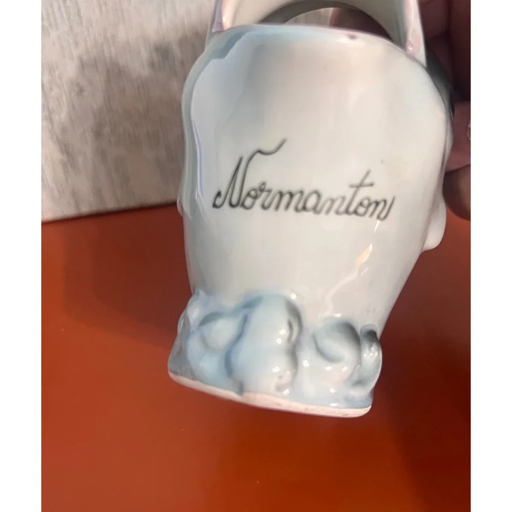 Vintage Normanton Ceramic Dolphin Creamer Pitcher Gray White Nautical Souvenir